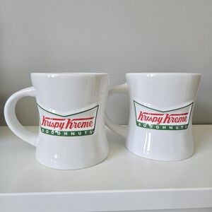 Krispy Kreme Doughnuts White  Restaurant Style Coffee Mugs , Set Of 2‎